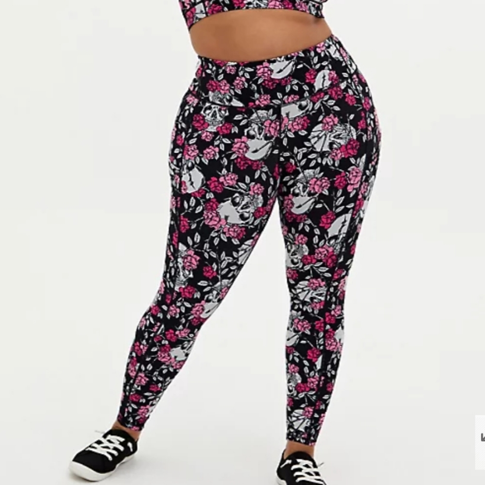 TORRID FLORAL SKULL ACTIVE LEGGINGS WITH PICKETS